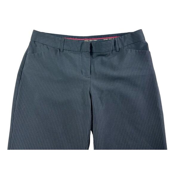 Express Design Studio Editor Pinstripe Wide Leg Black Pants Sz 8 R Midrise - Picture 4 of 6